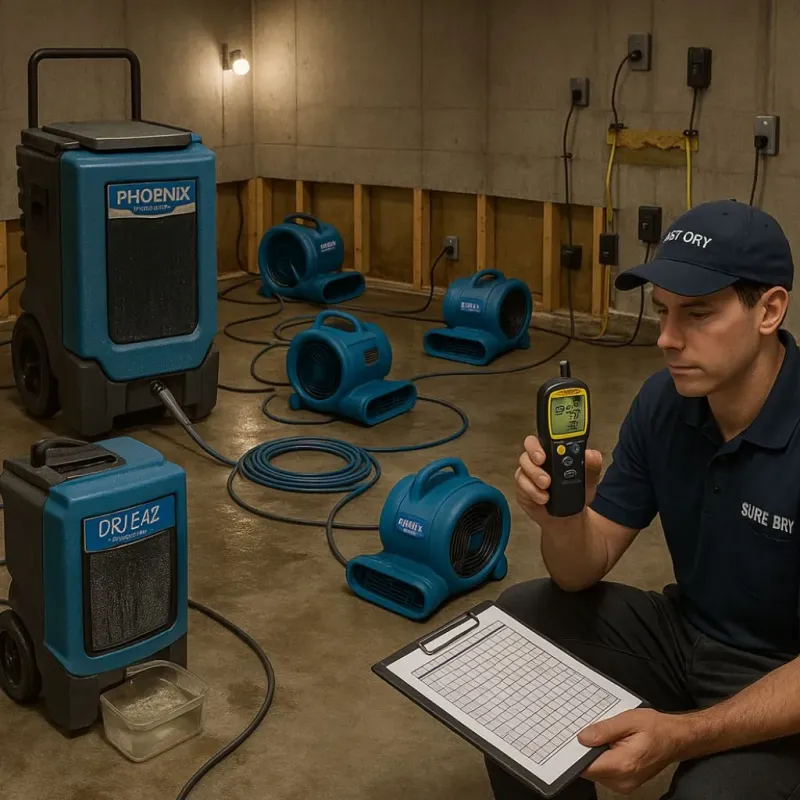 Structural Drying and Dehumidification process in Cayuga, IN